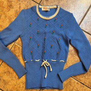 Made in Italy for Elaine Post Vintage Wool Rosebud Sweater